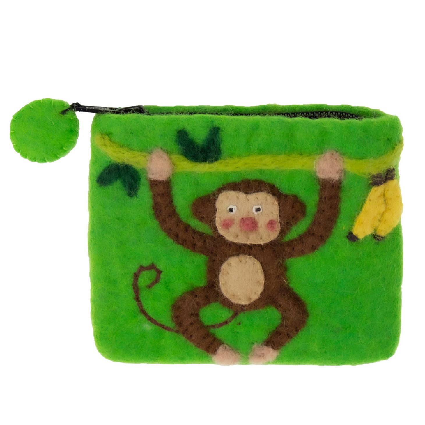 GLG - Handcrafted Monkey Felt Coin Zipper Pouch