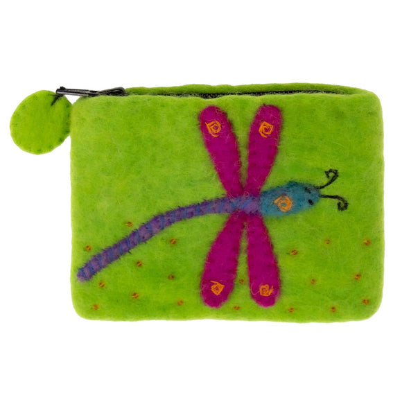 GLG - Handcrafted Dragonfly Felt Coin Zipper Pouch