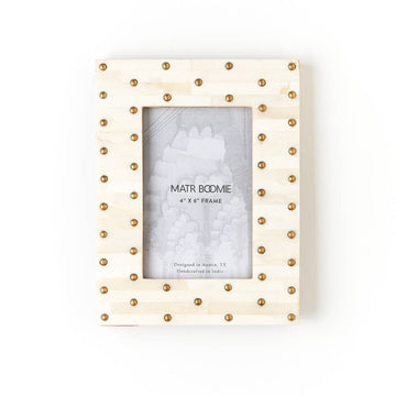 MBFT - Mukhendu 4x6 Picture Frame - Carved Bone, Brass Studs