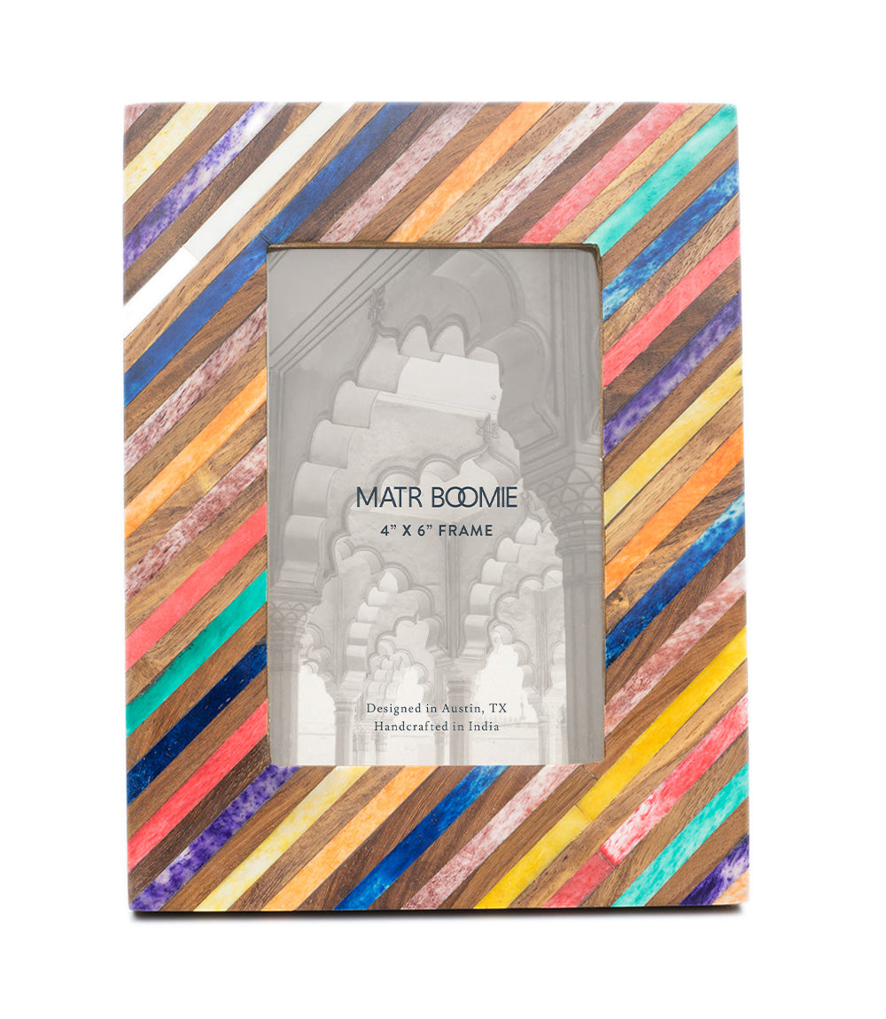 MBFT - Banka Mundi 4x6 Multicolor Picture Frame-Bone, Wood Handmade