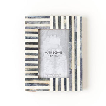 MBFT - Mukhendu 4x6 Gray Stripe Picture Frame - Bone,  Fair Trade